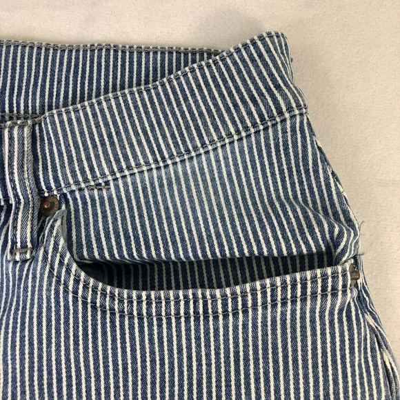 Calvin Klein Jeans High Rise Shorts Striped 6 Pockets Frayed Denim Curvy Blue - Picture 6 of 14